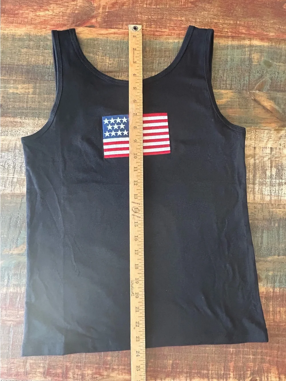 New Zenana Embroidered American Flag Patch Black Tank Top Patriotic Size L